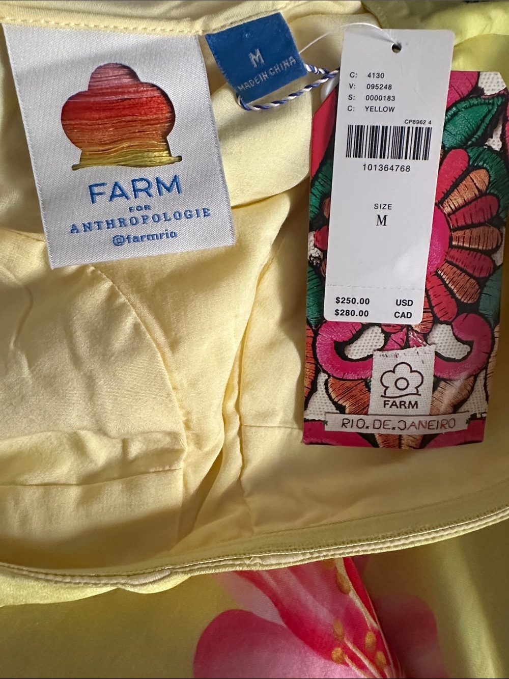FARM Rio Yellow Strapless Maxi Dress with Pink Floral Print - Picture 4 of 4